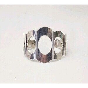 Vintage Mexico Modernist Wide Oval Cut-Out Cuff Bracelet Taxco